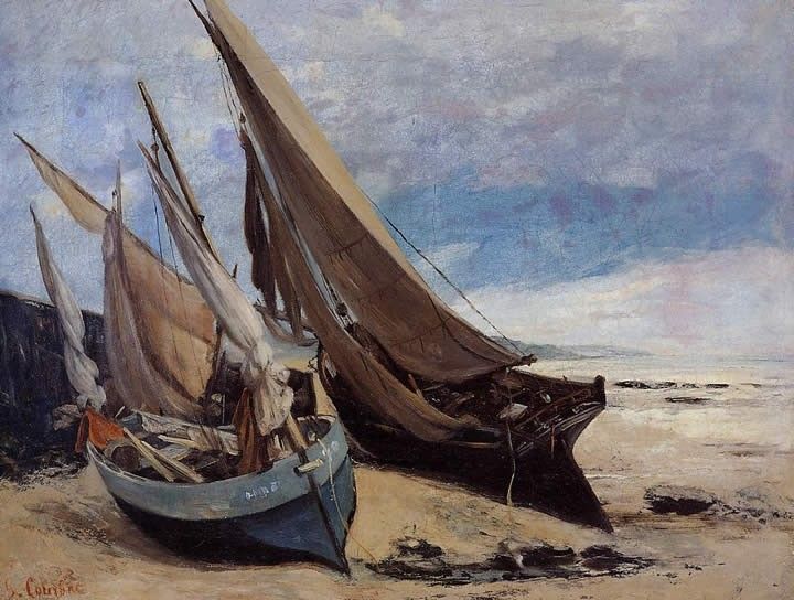 Gustave Courbet Fishing Boats on the Deauville Beach